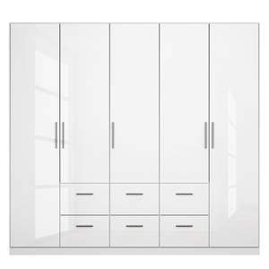Drehtürenschrank KiYDOO II Hochglanz Weiß / Alpinweiß - 226 x 210 cm - 5 Türen - Comfort