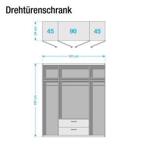 Drehtürenschrank KiYDOO III Hochglanz Weiß / Eiche Stirling Dekor - Hochglanz Weiß / Eiche Stirling Dekor - Höhe: 197 cm