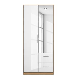 Armoire à portes battantes KiYDOO III Blanc brillant / Imitation chêne de Riviera - Blanc brillant / Imitation chêne de Riviera - Hauteur : 197 cm