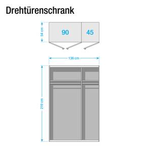 Armoire portes battantes KiYDOO Landhaus II - Blanc alpin - 136 x 210 cm