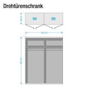 Drehtürenschrank KiYDOO V Weiß / Eiche Riviera Dekor - 181 x 197 cm - 4 Türen - Classic