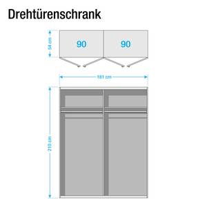 Drehtürenschrank KiYDOO V Weiß / Eiche Riviera Dekor - 181 x 210 cm - 4 Türen - Comfort