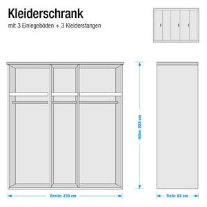 Kledingkast Korsika wit gebeitst - barnsteenkleurig