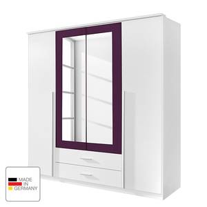 Armoire à portes battantes Krefeld Blanc alpin / Mûre - 181 cm - 4 portes - Largeur : 181 cm