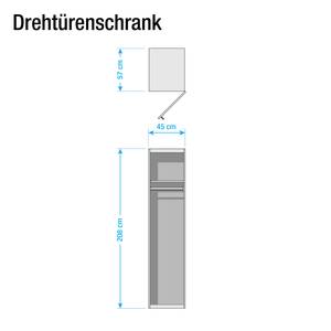 Armoire à portes battantes KSW I Blanc alpin brillant - Largeur : 45 cm - 1 porte