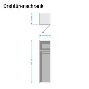 Drehtürenschrank KSW III Hochglanz Alpinweiß - Höhe: 144 cm