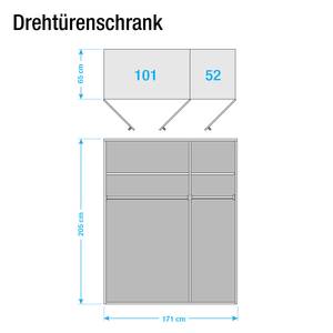 Drehtürenschrank La Coquette Kiefer teilmassiv - Weiß - Breite: 171 cm - 3 Türen