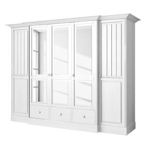 Armoire à portes battantes La Coquette Pin partiellement massif - Blanc - Largeur : 271 cm - 5 portes