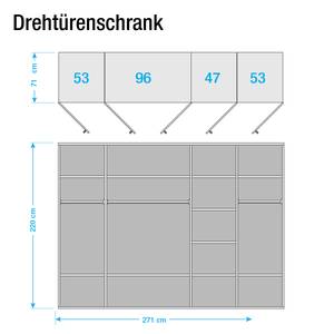 Drehtürenschrank La Coquette Kiefer teilmassiv - Weiß - 321 cm (6-türig) - Breite: 271 cm - 5 Türen