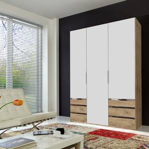 Armoire à portes battantes level 36A Blanc alpin / Imitation chêne parqueté - 150 x 216 cm - Sans portes miroir