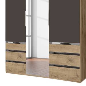 Drehtürenschrank Level 36A Lava / Plankeneiche Dekor - 150 x 236 cm - Mit Spiegeltür/-en