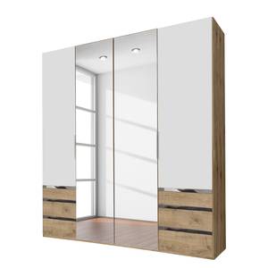 Drehtürenschrank Level 36A Alpinweiß / Plankeneiche Dekor - 200 x 236 cm - Mit Spiegeltür/-en