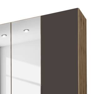 Drehtürenschrank Level 36A Lava / Plankeneiche Dekor - 200 x 216 cm - Mit Spiegeltür/-en