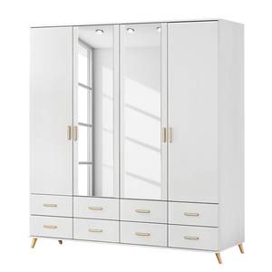 Armadio con ante a battente Annett Alpine bianco/frassino Coimbra - Larghezza: 181 cm