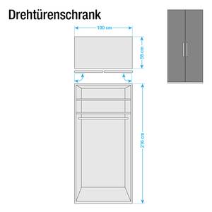 Draaideurkast Lissabon Polar larikshouten look/Havanna - Breedte: 100 cm - 2 deuren - Zonder passe-partout lijst - Zonder verlichting - Zonder spiegeldeuren