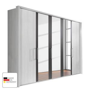 Draaideurkast Lissabon Polar larikshouten look/Havanna - Breedte: 250 cm - 5 deuren - Met passe-partout lijst - Zonder verlichting - 3 spiegeldeuren