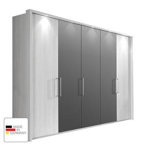 Draaideurkast Lissabon Polar larikshouten look/Havanna - Breedte: 250 cm - 3 deuren - Met passe-partout lijst - Met verlichting - Zonder spiegeldeuren