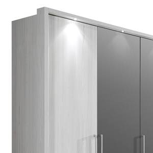 Draaideurkast Lissabon Polar larikshouten look/Havanna - Breedte: 250 cm - 3 deuren - Met passe-partout lijst - Met verlichting - Zonder spiegeldeuren