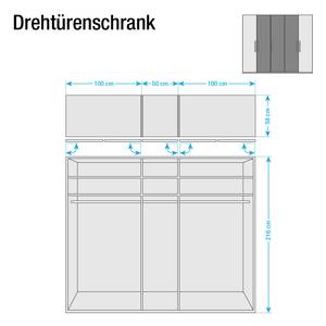 Draaideurkast Lissabon Polar larikshouten look/Havanna - Breedte: 250 cm - 3 deuren - Zonder passe-partout lijst - Zonder verlichting - Zonder spiegeldeuren