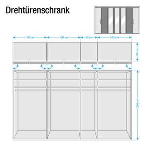 Drehtürenschrank Lissabon Polar Lärche Dekor/Havanna - Breite: 350 cm - 7 Türen - Mit Passepartoutrahmen - Ohne Beleuchtung - 3 Spiegeltüren