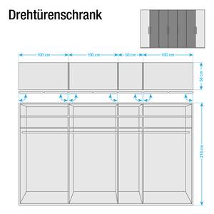 Drehtürenschrank Lissabon Polar Lärche Dekor/Havanna - Breite: 350 cm - 5 Türen - Ohne Passepartoutrahmen - Ohne Beleuchtung - Ohne Spiegeltür/-en