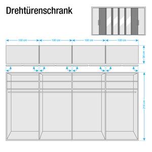 Draaideurkast Lissabon Polar larikshouten look/Havanna - Breedte: 400 cm - 8 deuren - Met passe-partout lijst - Zonder verlichting - 4 spiegeldeuren