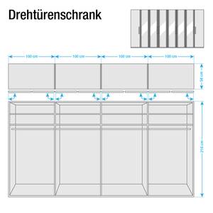 Drehtürenschrank Lissabon Polar Lärche Dekor/Havanna - Breite: 400 cm - 8 Türen - Ohne Passepartoutrahmen - Ohne Beleuchtung - 6 Spiegeltüren