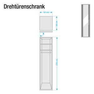 Armoire à portes battantes Lisbonne Imitation mélèze polaire / Havanna - Largeur : 50 cm - 1 porte - Avec cadre passepartout - Sans éclairage - 1 miroir