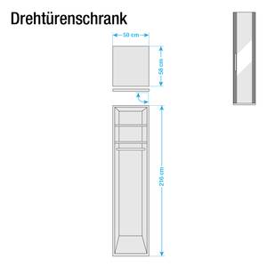 Draaideurkast Lissabon Polar larikshouten look/Havanna - Breedte: 50 cm - 1 deur - Zonder passe-partout lijst - Zonder verlichting - 1 spiegeldeur