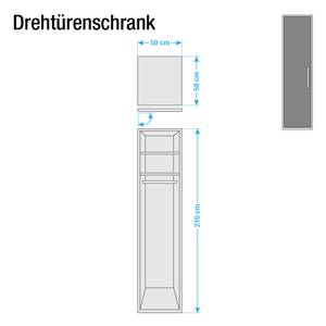 Armoire à portes battantes Lisbonne Imitation mélèze polaire / Havanna - Largeur : 50 cm - 1 porte - Avec cadre passepartout - Sans éclairage - Sans portes miroir