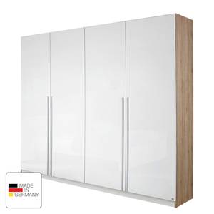 Armoire à portes battantes Lorca Blanc brillant / Imitation chêne de San Remo clair - Largeur : 181 cm