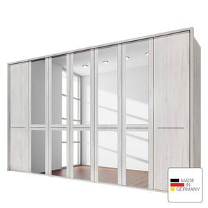 Draaideurkast Madrid wit eikenhouten look - Breedte: 350 cm - 7 deuren - Met passe-partout lijst