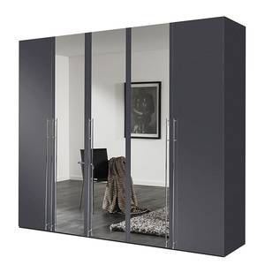 Armoire à portes battantes Brooklyn VII Gris graphite / Miroir - 250 x 216 cm
