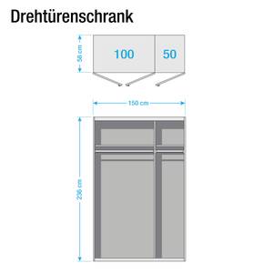 Drehtürenschrank Brooklyn XI Graphit/Weißlack - 150 x 236 cm