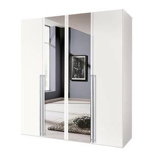 Draaideurkast Brooklyn II wit/spiegel - 200 x 216 cm