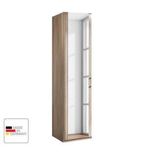 Armoire à portes battantes Meran I Imitation chêne brut de sciage - Hauteur : 216 cm - Porte avec miroir sur la gauche - Sans corniche - Sans éclairage