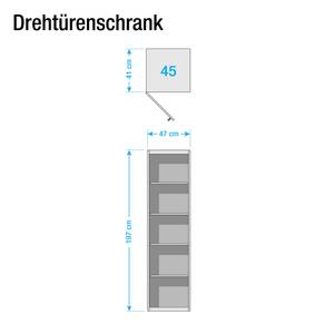 Drehtürenschrank Minosa Alpinweiß/Hochglanz Weiß