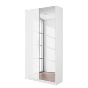 Armoire à portes pivotantes Minosa I Blanc alpin / Blanc brillant - Largeur : 91 cm