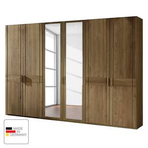 Armoire à portes battantes Münster Chêne partiellement massif - Largeur : 100 cm - 2 porte - Sans corniche - Sans éclairage - 1 miroir