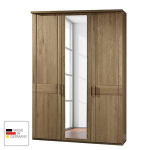 Drehtürenschrank Münster Eiche teilmassiv - Breite: 250 cm - 5 Türen - Mit Kranzblende - Ohne Beleuchtung - 3 Spiegeltüren
