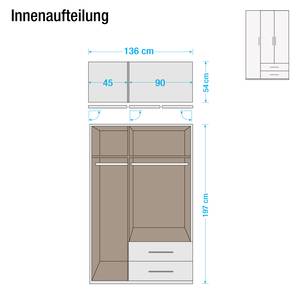 Drehtürenschrank Potsdam Alpinweiß - 136 x 197 cm - 3 Türen