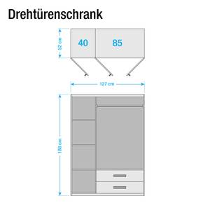 Armoire à portes pivotantes Rasant Blanc alpin - Largeur : 127 cm - 2 miroir