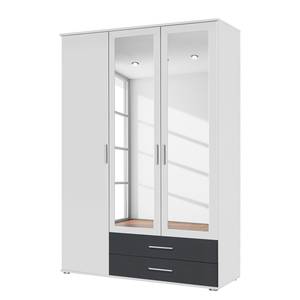 Drehtürenschrank Rasant-Extra Alpinweiß / Anthrazit - Breite: 127 cm - 2 Spiegeltüren