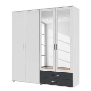 Armoire à portes battantes Rasant-Extra Blanc alpin / Anthracite - Largeur : 168 cm - 2 miroir