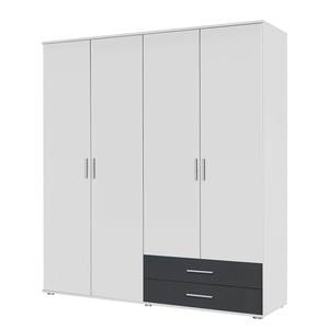 Armoire à portes battantes Rasant-Extra Blanc alpin / Anthracite - Largeur : 168 cm - Sans portes miroir