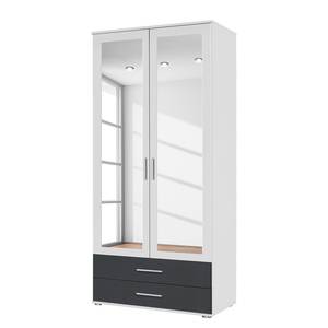 Drehtürenschrank Rasant-Extra Alpinweiß / Anthrazit - Breite: 85 cm - 2 Spiegeltüren