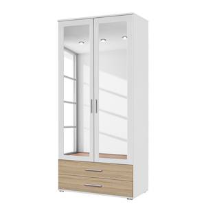 Drehtürenschrank Rasant-Extra Alpinweiß / Eiche Sonoma Dekor - Breite: 85 cm - 2 Spiegeltüren