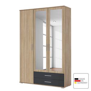 Armoire à portes battantes Rasant-Extra Anthracite / Imitation chêne de Sonoma - Largeur : 127 cm - 2 miroir