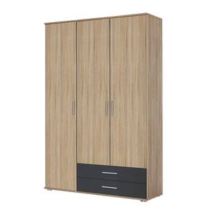 Armoire à portes battantes Rasant-Extra Anthracite / Imitation chêne de Sonoma - Largeur : 127 cm - Sans portes miroir