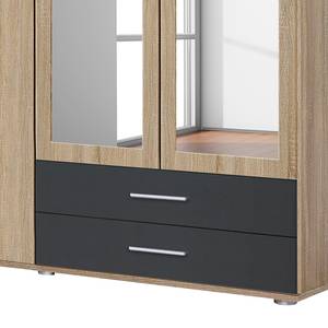 Armoire à portes battantes Rasant-Extra Anthracite / Imitation chêne de Sonoma - Largeur : 168 cm - 2 miroir